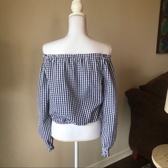 Off Shoulder Plaid Gingham Top by Sanctuary - Picture 7 of 8
